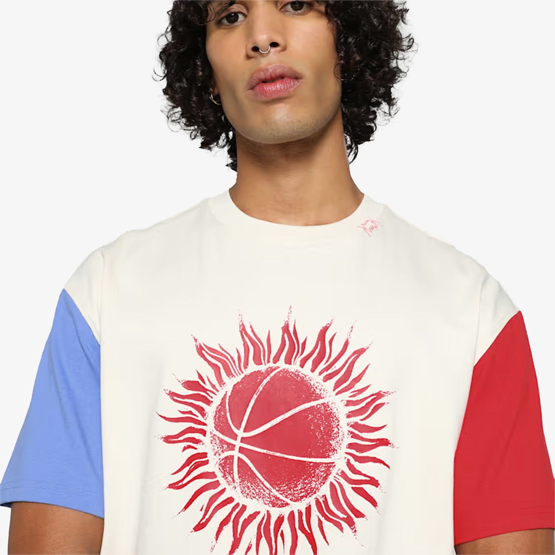 Puma | SUN BALL BASKETBALL T-SHIRT  { ALPINE SNOW/RED/BLUE
