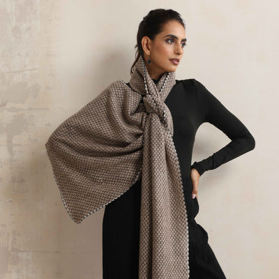 trueBrowns Grey Check Woollen Stole