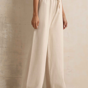 trueBrowns Ivory Woollen Flared Pants