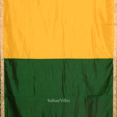 Green Yellow Pure Silk Saree