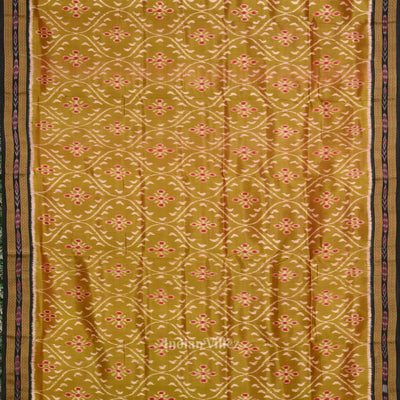 Mehendi Green Maroon Floral Theme Odisha Ikat Khandua Silk Saree