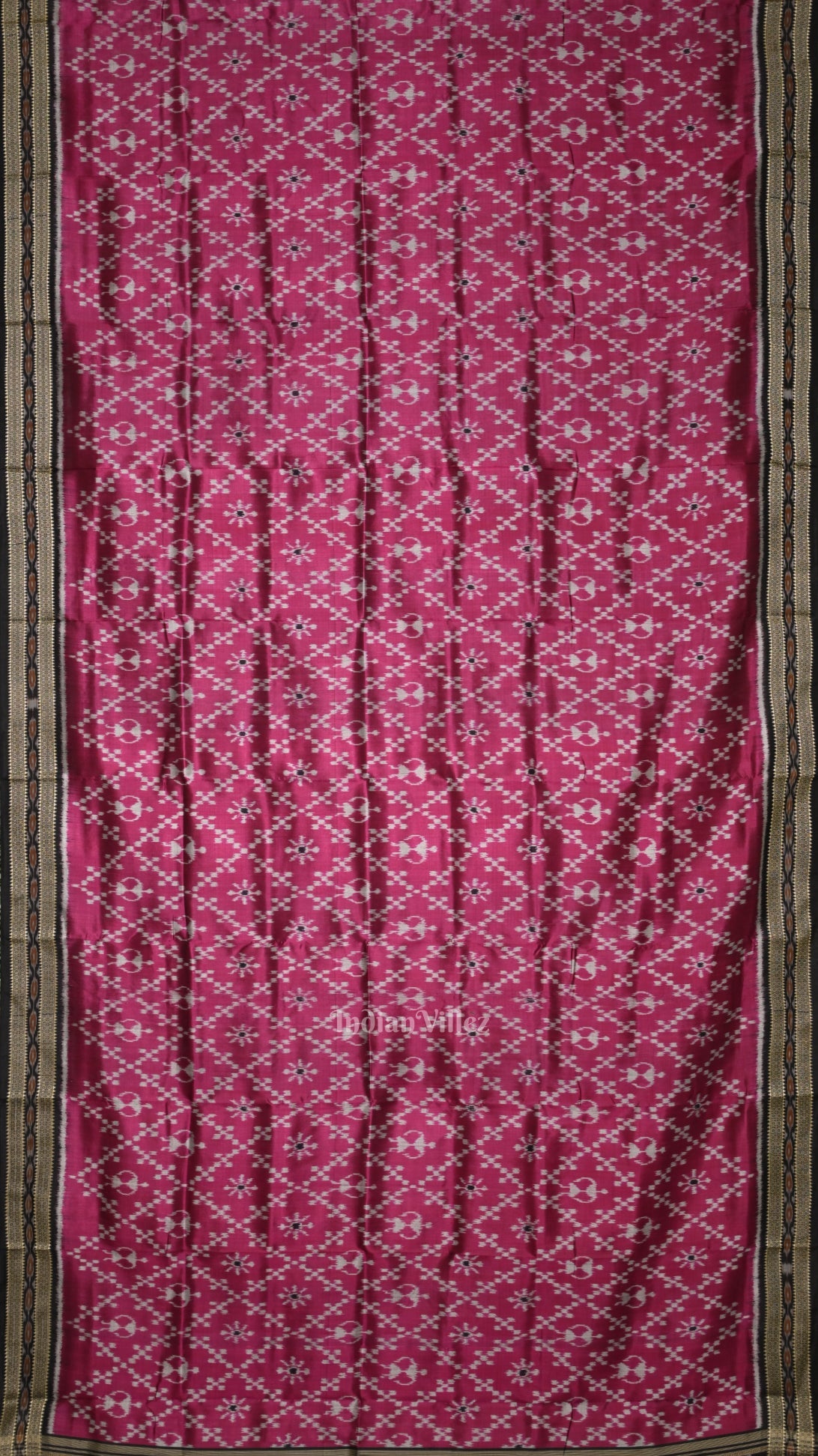 Magenta Pink Tribal Theme Odisha Ikat Khandua Silk Saree
