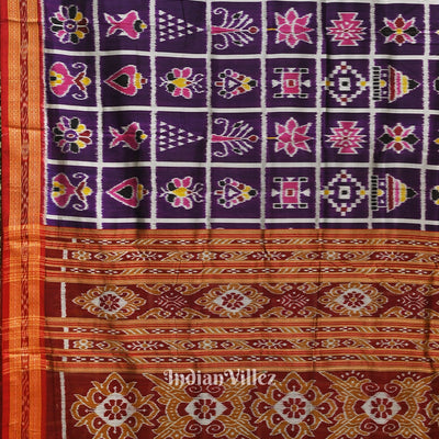 Dark Purple Nabakothi Odisha Ikat Khandua Silk Saree