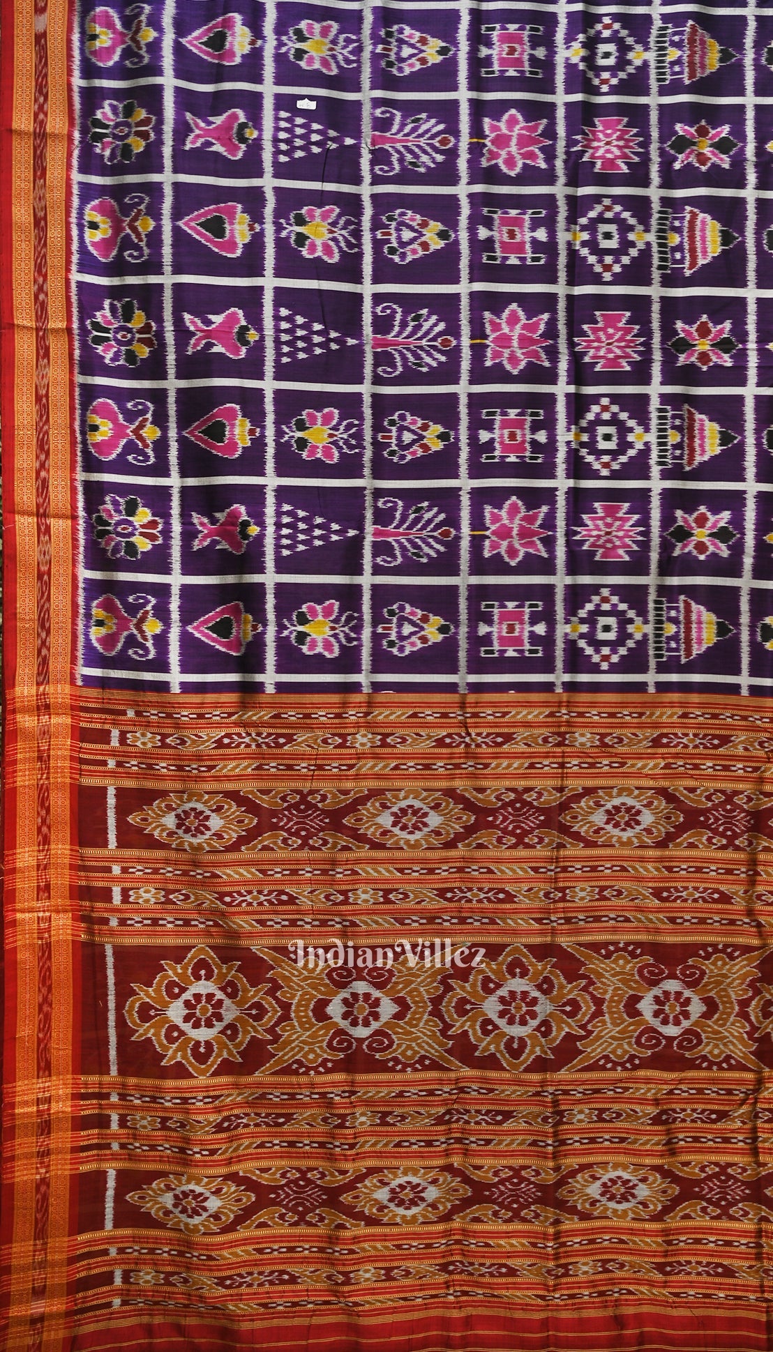 Dark Purple Nabakothi Odisha Ikat Khandua Silk Saree