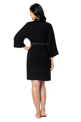 Satin Edge Robe - Black