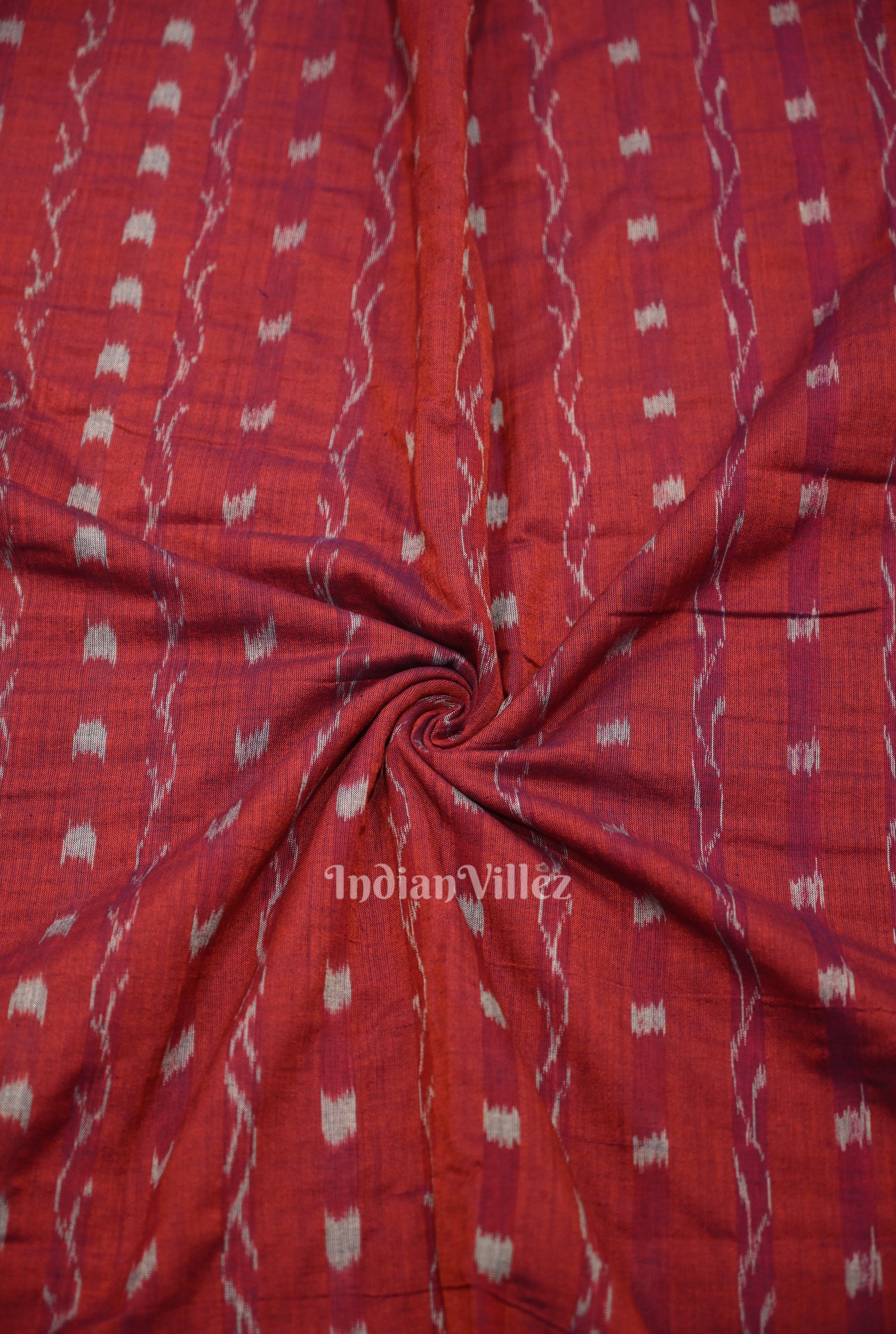 Purple Wine Tipa Design Sambalpuri Ikat Cotton Fabric