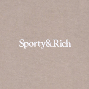 SPORTY & RICH | SERIF LOGO EMBROIDERED GYM SHORT { ELEPHANT/WHITE
