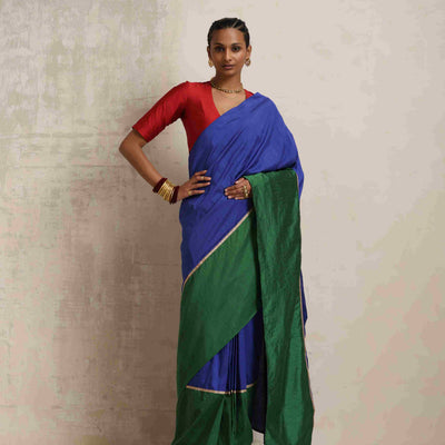 trueBrowns Blue Silk Ready To Wear Saree