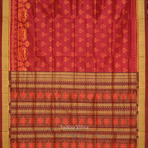 Blood Red Diwali Theme Odisha Handloom Sambalpuri Silk Saree