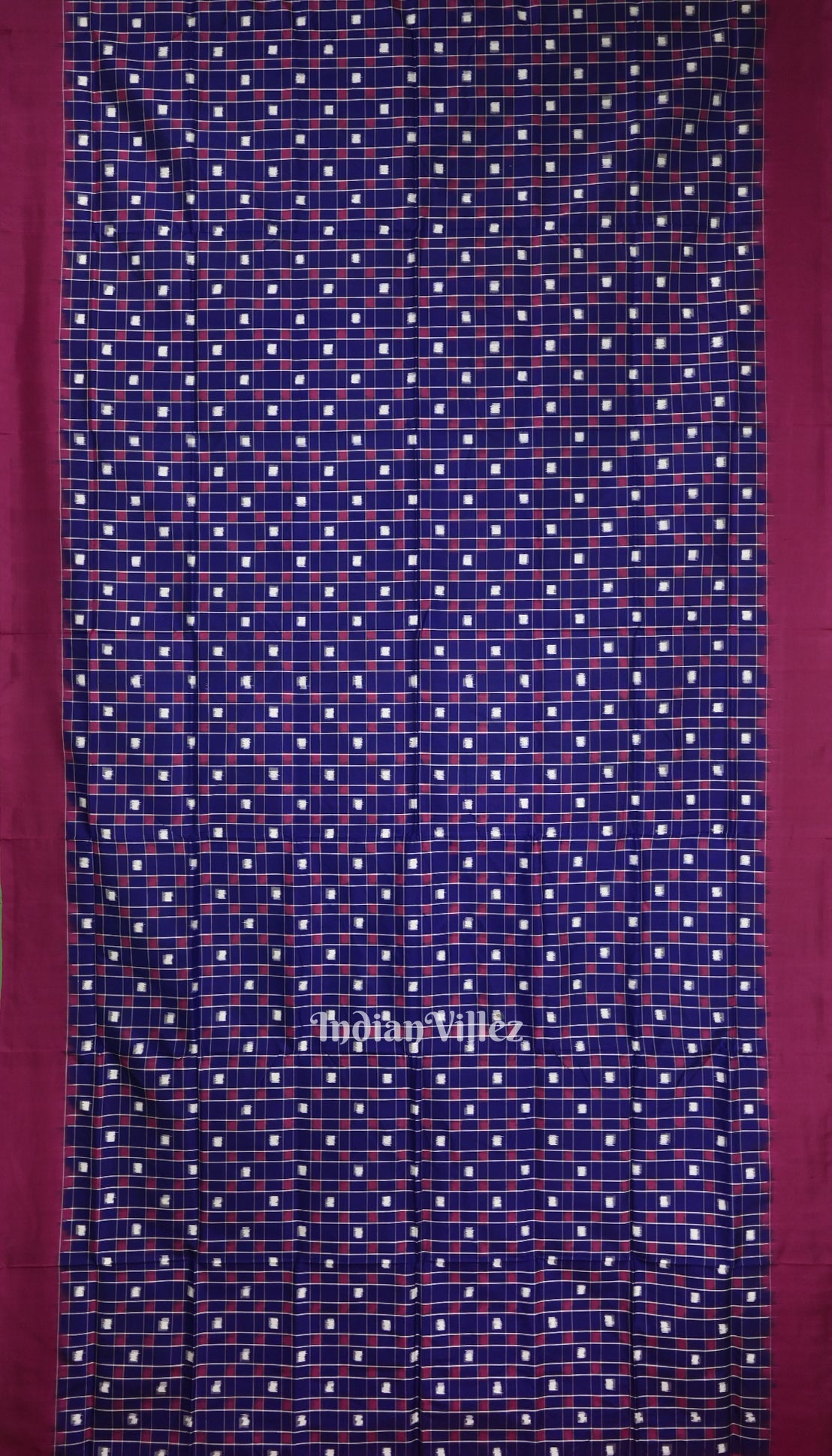 Blue Box Design Contemporary Sambalpuri Ikat Silk Saree