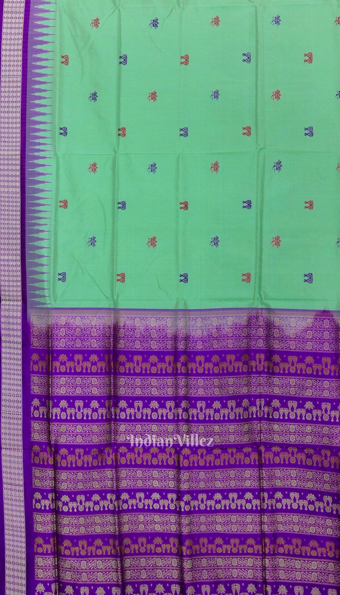 Green Laxmi Pada Design Odisha Ikat Bomkai Silk Saree