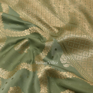 Ash Grey Rangkart Mashru Satin Silk Banarasi Saree