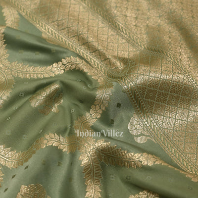 Ash Grey Rangkart Mashru Satin Silk Banarasi Saree
