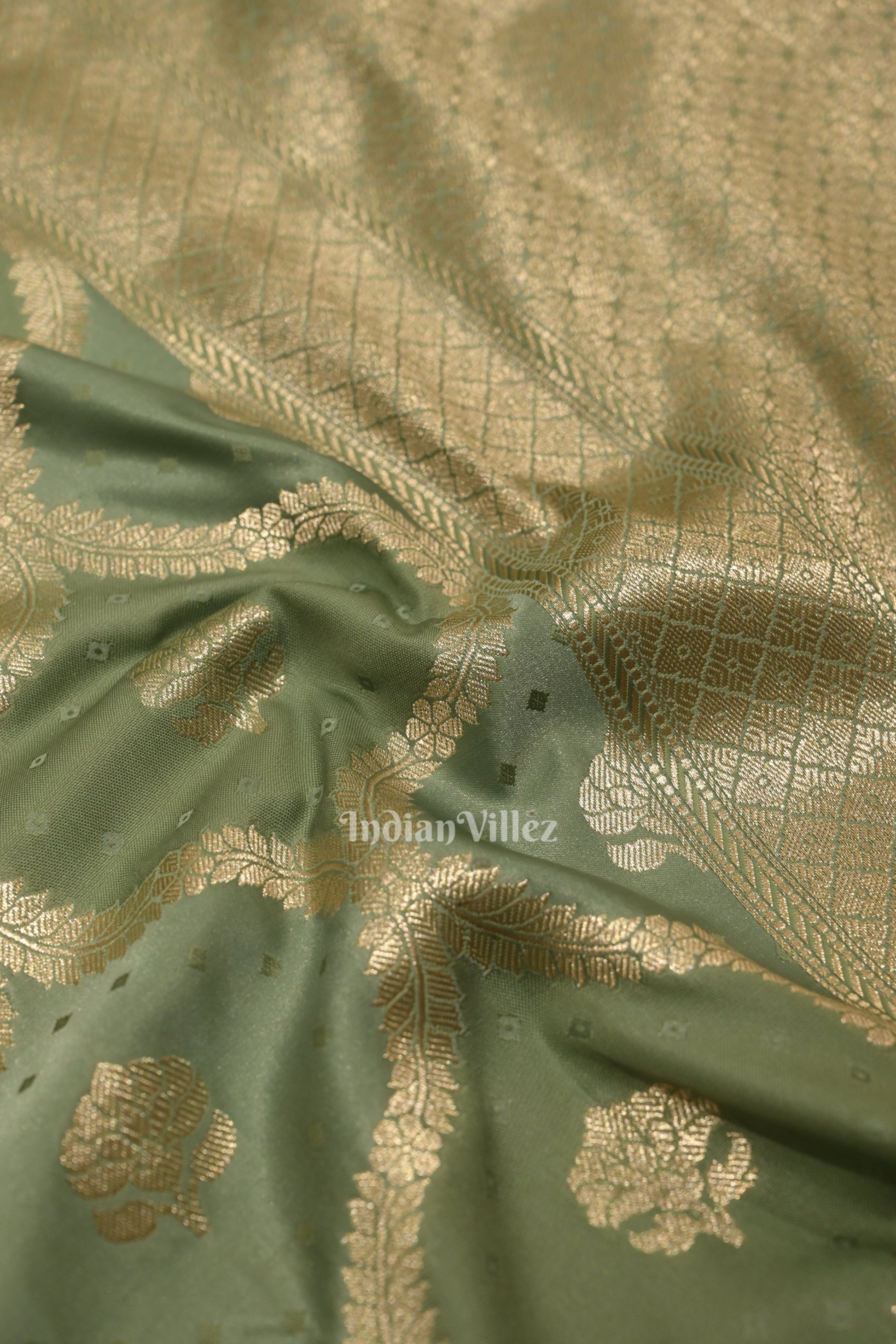 Ash Grey Rangkart Mashru Satin Silk Banarasi Saree