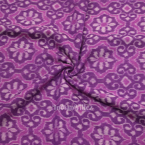 Violet Floral Motif Sambalpuri Ikat Cotton Fabric