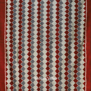Maroon Grey Odisha Ikat Contemporary Silk Saree