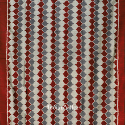Maroon Grey Odisha Ikat Contemporary Silk Saree