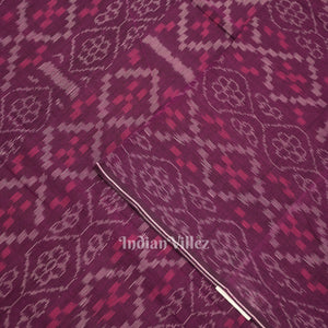 Purple Wine Flower Pasapali Sambalpuri Odisha Ikat Cotton Fabric