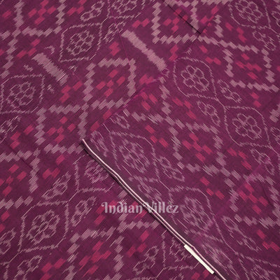 Purple Wine Flower Pasapali Sambalpuri Odisha Ikat Cotton Fabric