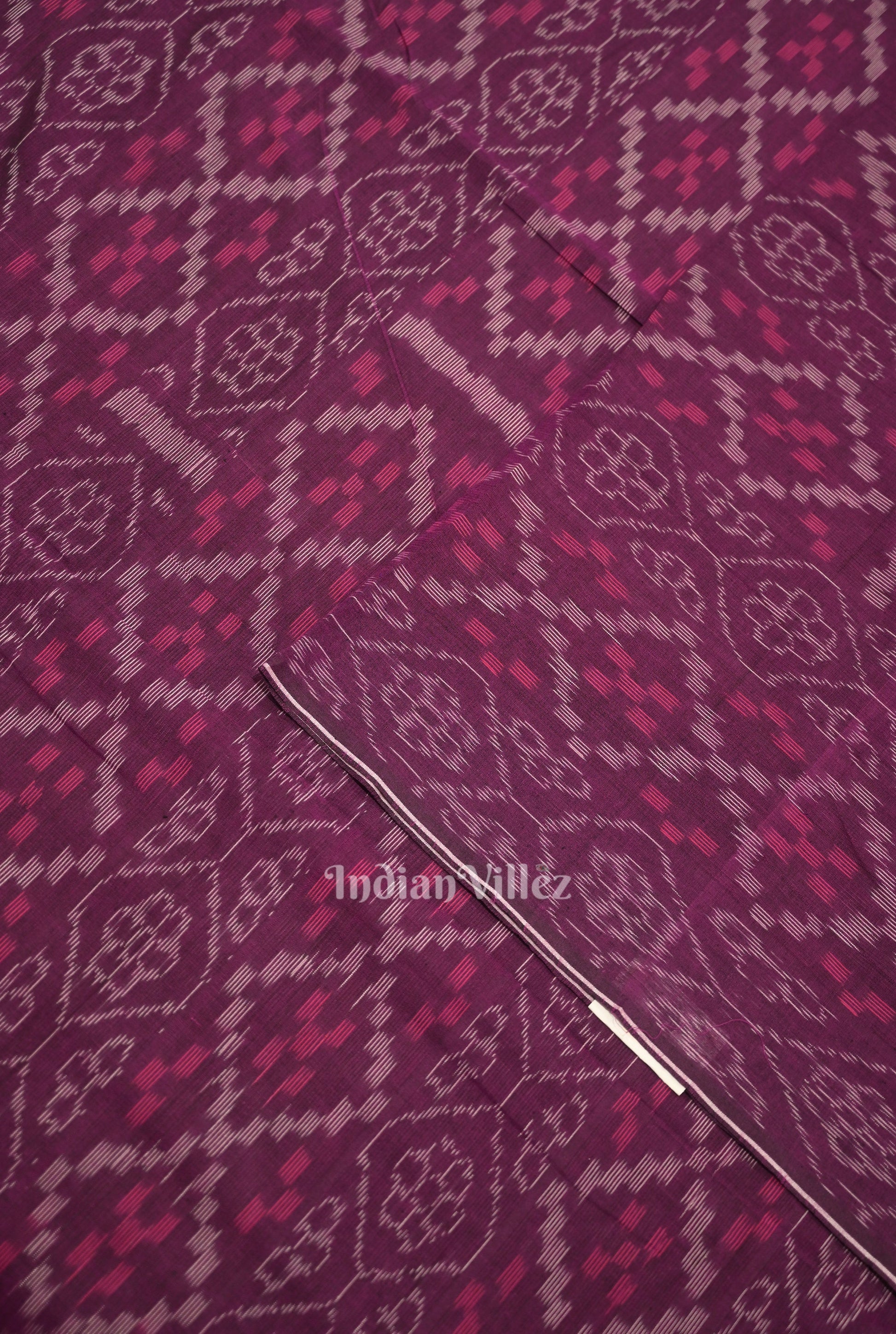 Purple Wine Flower Pasapali Sambalpuri Odisha Ikat Cotton Fabric