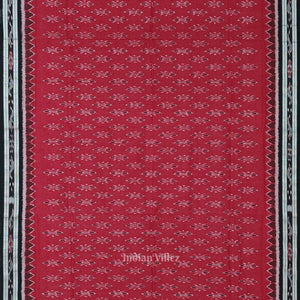 Red Black Mayur Chandrika Maniabandha Cotton Saree
