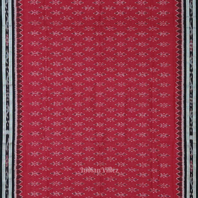 Red Black Mayur Chandrika Maniabandha Cotton Saree