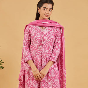 Berry Pink Printed Kurta Set
