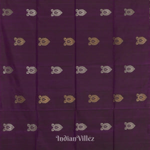 Blackberry Golden Floral Design Pure Kanjivaram Soft Silk Saree