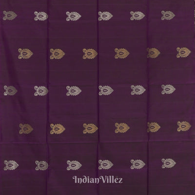 Blackberry Golden Floral Design Pure Kanjivaram Soft Silk Saree