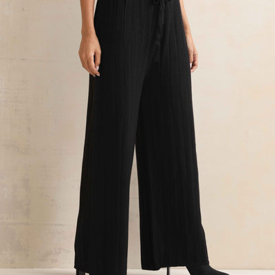 trueBrowns Black Woollen Flared Pants