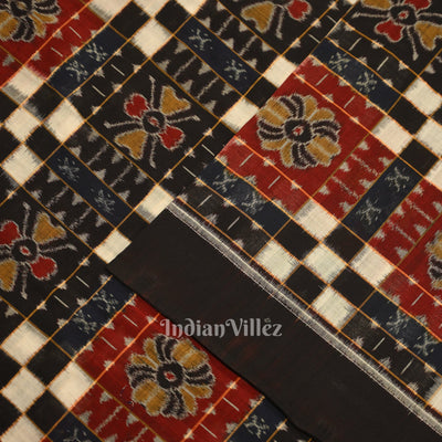 Black Pasapali  Sambalpuri Ikat Cotton Fabric
