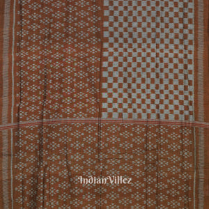 Cupper Grey Maniabandha Flower Motif Cotton Saree