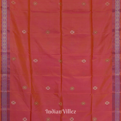 Rani Pink With Golden Yellow Pure Bishnupuri Silk Saree
