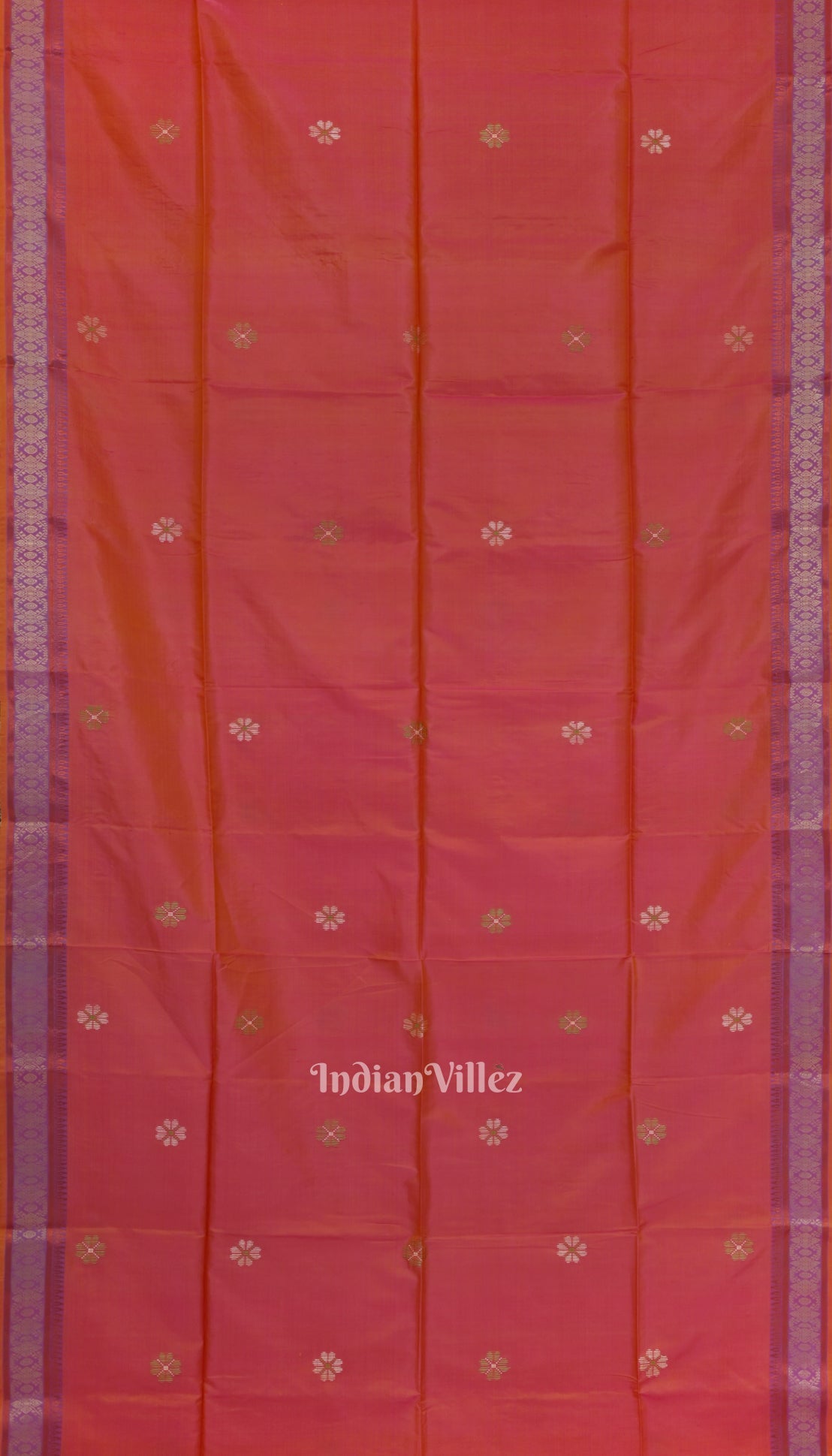 Rani Pink With Golden Yellow Pure Bishnupuri Silk Saree