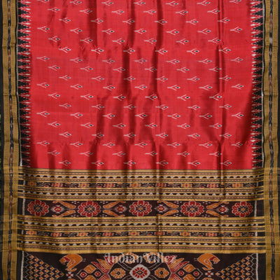 Deep Red Mayur Chandrika Khandua Silk Saree