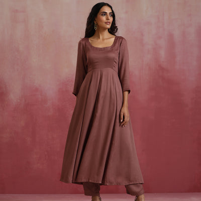 trueBrowns Brown Modal Anarkali Kurta Set