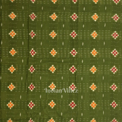 Mehendi Green  Odisha Ikat Sambalpuri  Pasapali Cotton Fabric