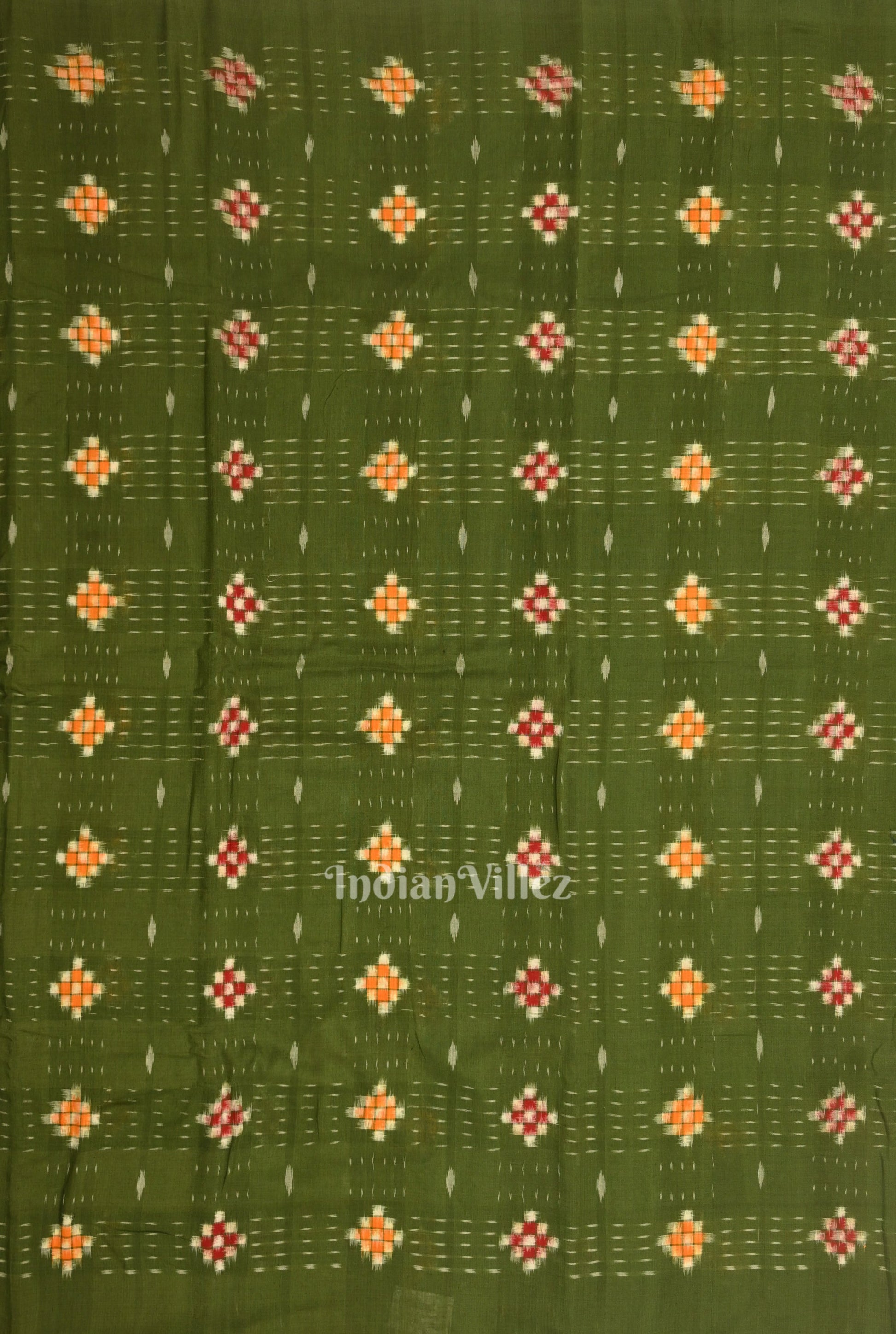 Mehendi Green  Odisha Ikat Sambalpuri  Pasapali Cotton Fabric