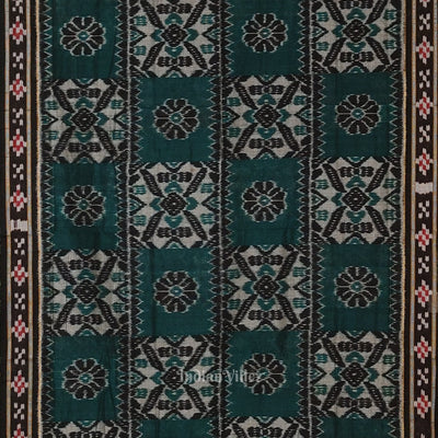 Green Black Computer Maniabandha Cotton Saree