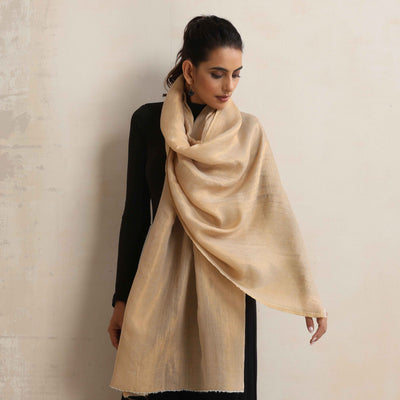 trueBrowns Beige Weave Woollen Stole