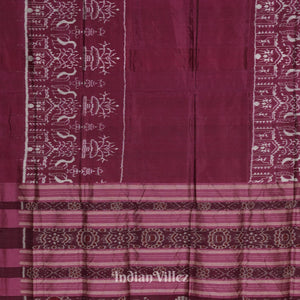 Wine Color Tribal Theme Sambalpuri Silk Saree