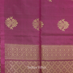 Maroon Golden Floral Design Pure Kanjivaram Soft Silk Saree