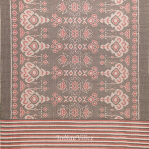 Cement Gray Dark Floral Theme Sambalpuri Pure Cotton Saree