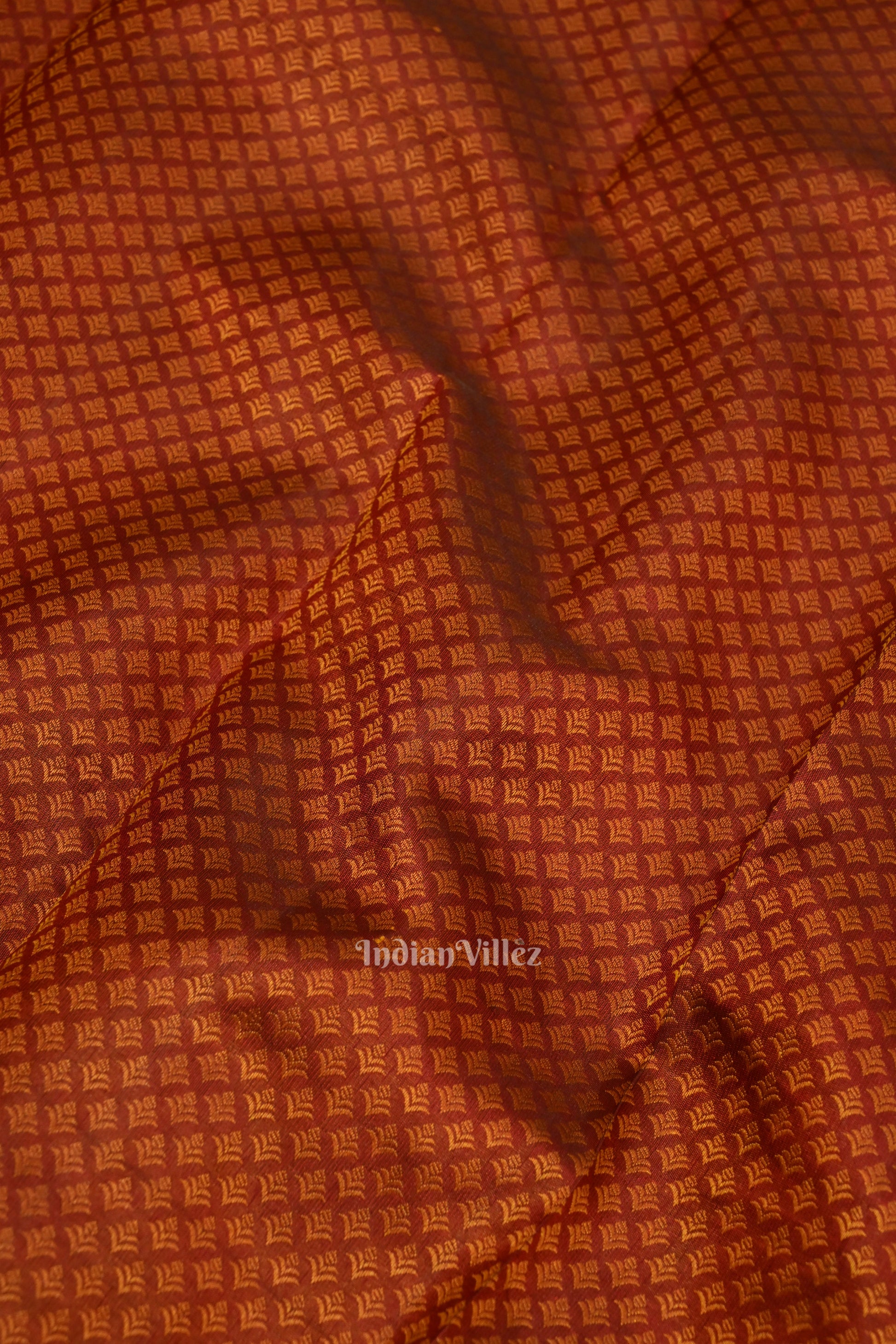 Golden Maroon Pure Kanjivaram Silk Saree