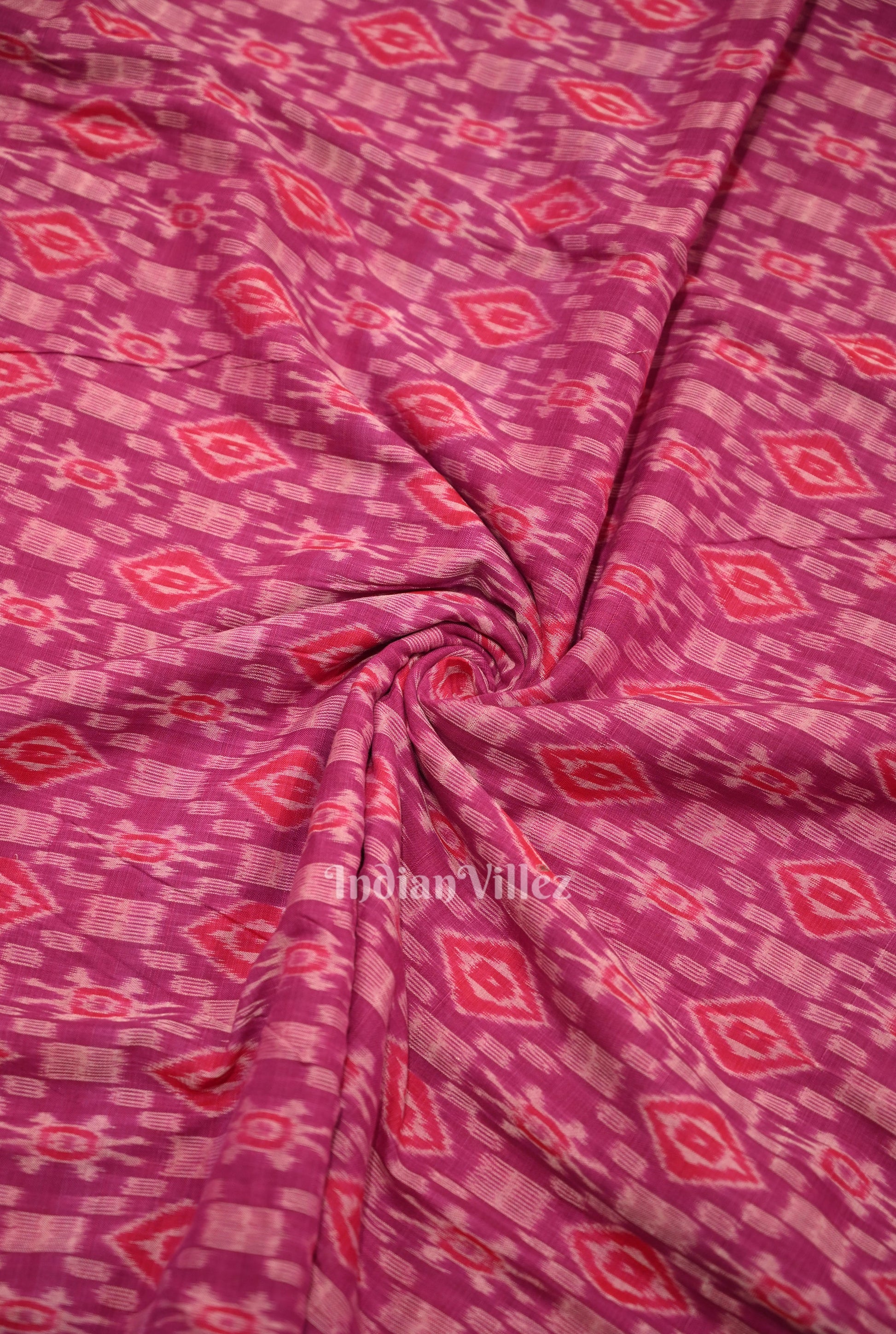 Rani PInk Sambalpuri Ikat Cotton Fabric