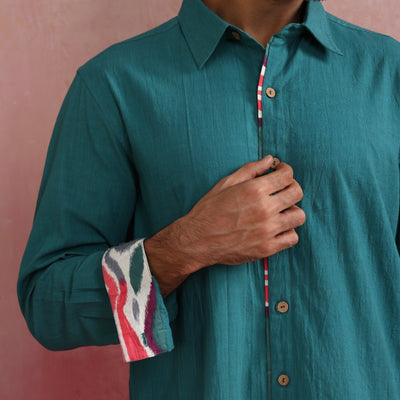 trueBrowns Men's Blue Cotton Shirt