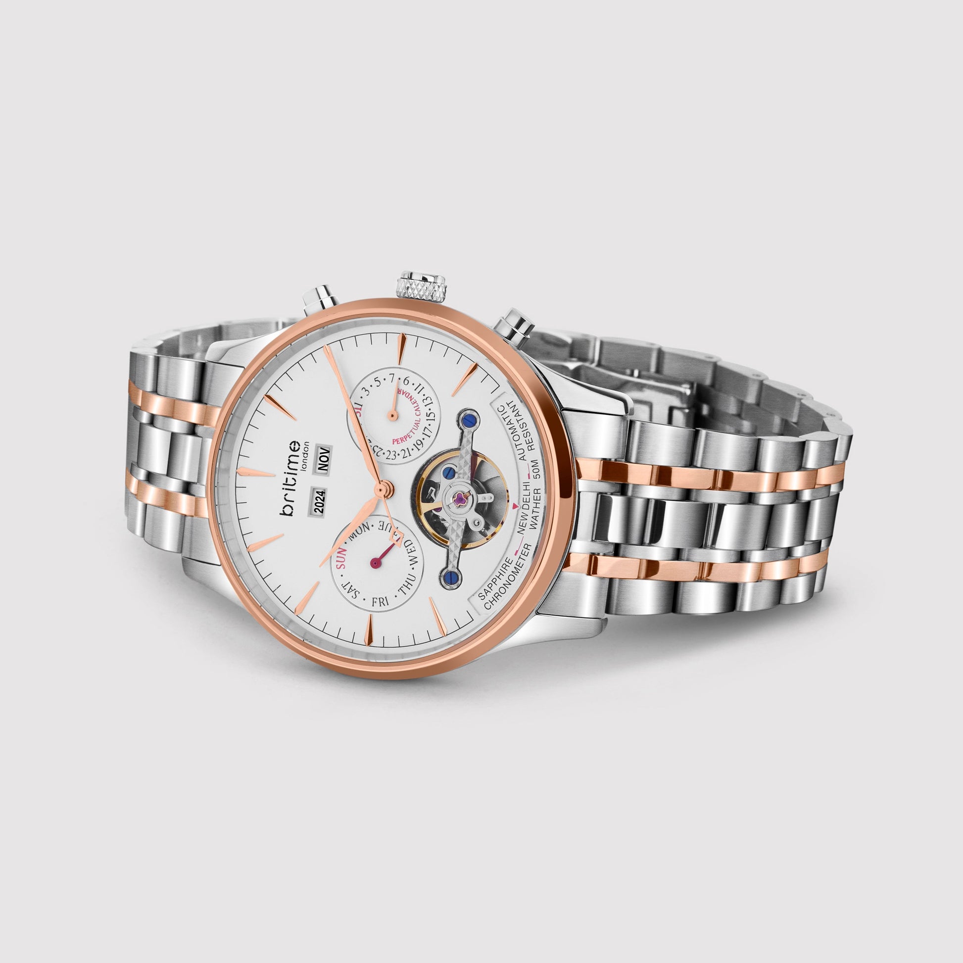 Celestial Men Automatic Silver Dial Chronograph Metal Watch 867-M30305