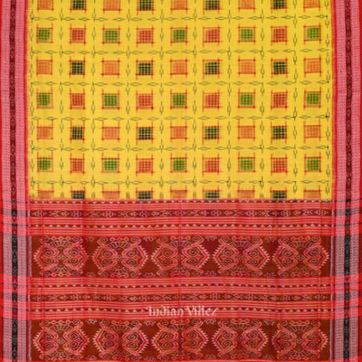 Yellow Ashwini Theme Sambalpuri Cotton Saree