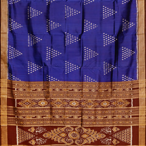 Blue Jhoti Theme Odisha Ikat Khandua Silk Saree