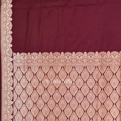 Plum Purple Soft Pure Mashru Satin Silk Banarasi Saree